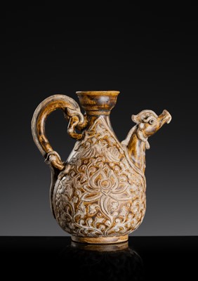 A SAWANKHALOK BROWN-GLAZED STONEWARE DRAGON EWER, 17TH–18TH CENTURY