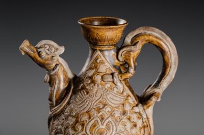 A SAWANKHALOK BROWN-GLAZED STONEWARE DRAGON EWER, 17TH–18TH CENTURY