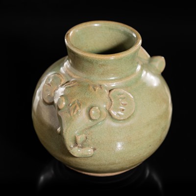 Lot 161 - A GREEN GLAZED SAWANKHALOK ‘ELEPHANT’ POTTERY JAR, 17TH CENTURY OR LATER