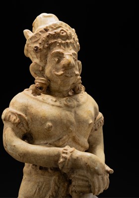 Lot 152 - A GLAZED SAWANKHALOK POTTERY FIGURE OF A DVARAPALA, 15TH–16TH CENTURY