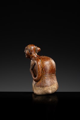 A SAWANKHALOK STONEWARE JOS STICK HOLDER IN SHAPE OF A MAN, 15TH–16TH CENTURY