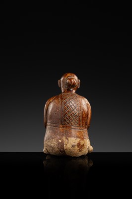 A SAWANKHALOK STONEWARE JOS STICK HOLDER IN SHAPE OF A MAN, 15TH–16TH CENTURY