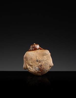 A SAWANKHALOK STONEWARE JOS STICK HOLDER IN SHAPE OF A MAN, 15TH–16TH CENTURY