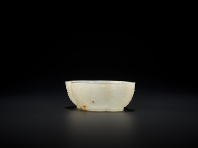 Lot 63 - AN IMPERIAL WHITE JADE ‘HAITANG’ BRUSHWASHER, WITH A POEM BY CHEN YUYI, YONGZHENG MARK AND PERIOD