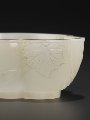 Lot 63 - AN IMPERIAL WHITE JADE ‘HAITANG’ BRUSHWASHER, WITH A POEM BY CHEN YUYI, YONGZHENG MARK AND PERIOD