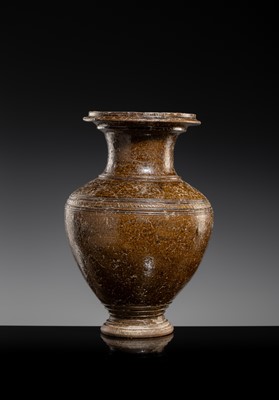 Lot 143 - A LARGE DARK BROWN GLAZED STONEWARE BALUSTER JAR, ANGKOR PERIOD