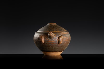 A KHMER STYLE DARK BROWN GLAZED STONEWARE JAR IN THE FORM OF A TORTOISE