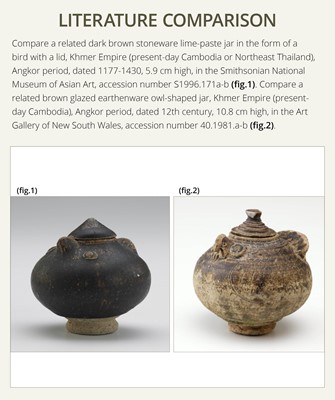 A KHMER STYLE DARK BROWN GLAZED STONEWARE JAR IN THE FORM OF A TORTOISE