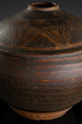A KHMER STYLE DARK BROWN GLAZED STONEWARE JAR IN THE FORM OF A TORTOISE