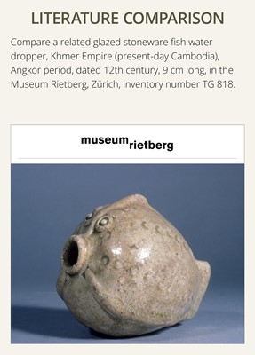 A RARE DARK BROWN GLAZED STONEWARE ZOOMORPHIC POURING VESSEL, ANGKOR PERIOD