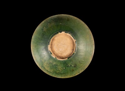 A THAI GREEN & AMBER GLAZED CERAMIC DISH WITH CARP