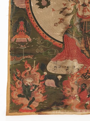 Lot 599 - A THANGKA OF USHNISHA SITATAPATRA, 18TH-19TH CENTURY