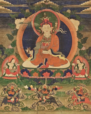 Lot 598 - A THANGKA OF PADMASAMBHAVA, 18TH-19TH CENTURY