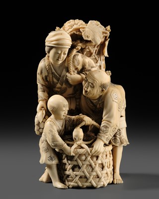 Lot 416 - A FINE IVORY OKIMONO