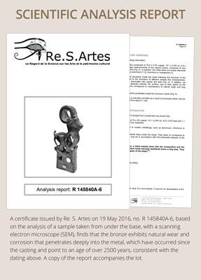Lot 118 - AN ‘IBEX’ BRONZE FINIAL, SOUTHERN SIBERIA, 6TH – 5TH CENTURY BC