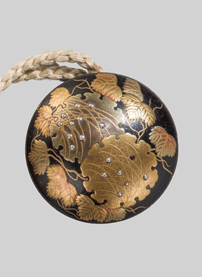 Lot 27 - A SUPERB FOUR-CASE LACQUER INRO DEPICTING A BOAR RESTING AMONGST AUTUMN LEAVES AND FLOWERS