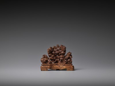 Lot 536 - A CARVED BAMBOO PINE-FORM BRUSH REST, QING DYNASTY, 18TH CENTURY