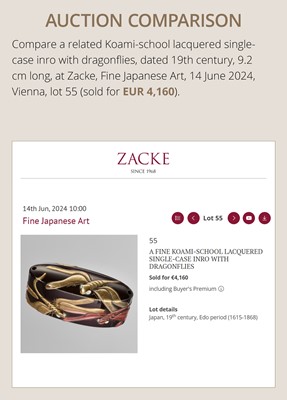 Lot 16 - A LARGE FOUR-CASE INLAID LACQUER INRO WITH DRAGONFLIES