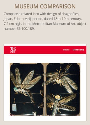 Lot 16 - A LARGE FOUR-CASE INLAID LACQUER INRO WITH DRAGONFLIES