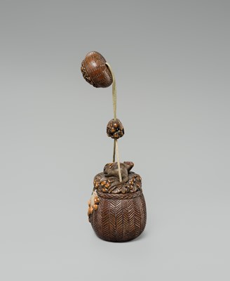 Lot 64 - A SUPERB WOOD ‘RATS AND FRUITS’ SAGEMONO SET, ATTRIBUTED TO KAIGYOKUDO MASATERU