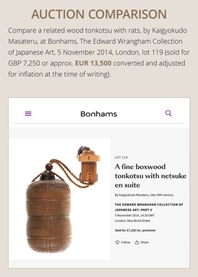 Lot 64 - A SUPERB WOOD ‘RATS AND FRUITS’ SAGEMONO SET, ATTRIBUTED TO KAIGYOKUDO MASATERU