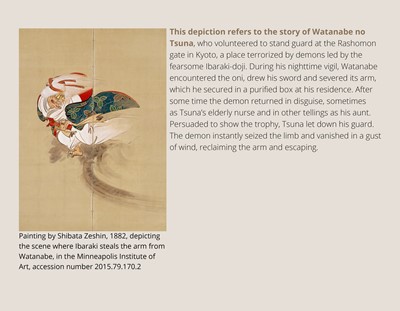 Lot 93 - YOSHIMASA: A SUPERB WOOD NETSUKE OF THE DEMON IBARAKI