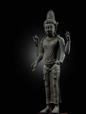 A LARGE BRONZE FIGURE OF AVALOKITESHVARA, SRIVIJAYA EMPIRE, 9TH-11TH CENTURY