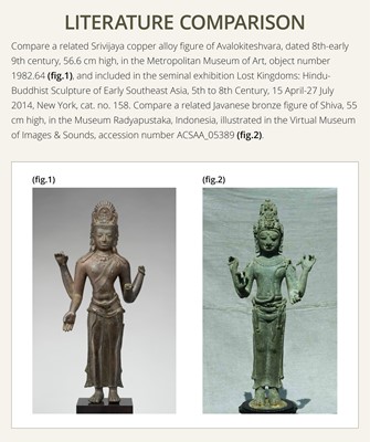 A LARGE BRONZE FIGURE OF AVALOKITESHVARA, SRIVIJAYA EMPIRE, 9TH-11TH CENTURY