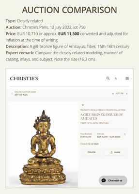 Lot 24 - A GILT-BRONZE FIGURE OF AMITAYUS, TIBET, 15TH-16TH CENTURY
