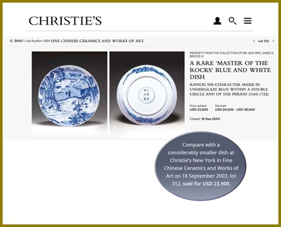 Lot 194 - A BLUE AND WHITE ‘BESTOWING THE EDICT’ CHARGER, KANGXI MARK AND PERIOD