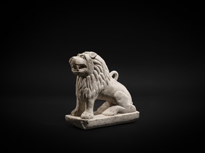 Lot 91 - A LARGE WHITE MARBLE FIGURE OF A GUARDIAN LION, NORTHWESTERN INDIA, 18TH-19TH CENTURY OR EARLIER