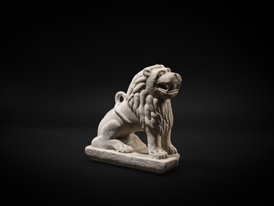 Lot 91 - A LARGE WHITE MARBLE FIGURE OF A GUARDIAN LION, NORTHWESTERN INDIA, 18TH-19TH CENTURY OR EARLIER