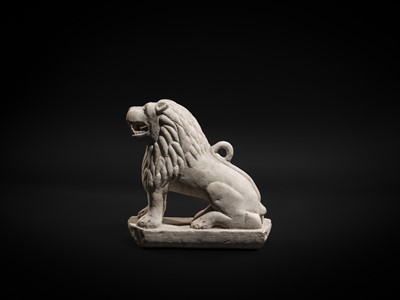 Lot 91 - A LARGE WHITE MARBLE FIGURE OF A GUARDIAN LION, NORTHWESTERN INDIA, 18TH-19TH CENTURY OR EARLIER