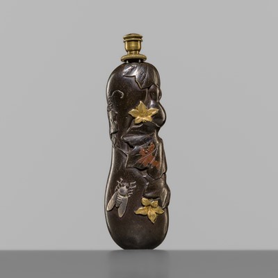 A RARE AND FINE MIXED METAL SCENT BOTTLE