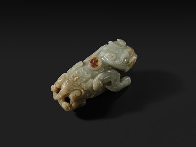 A LARGE AND RARE JADE ‘BIXIE’ WATER POT AND COVER, LATE MING DYNASTY