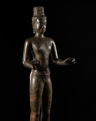 Lot 250 - A LARGE BRONZE FIGURE OF MAITREYA, PRAKHON CHAI STYLE, 1850-1950
