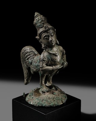 Lot 244 - A BRONZE ‘KINNARA’ FINIAL FOR A HANGING LAMP, INDONESIA, JAVA, 9TH-10TH CENTURY