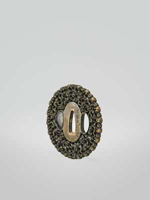 Lot 62 - MITSUHIRO: A HIZEN SCHOOL SENTOKU AND GOLD ‘100 MONKEYS’ TSUBA