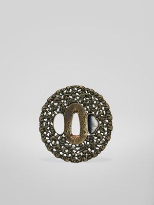 Lot 62 - MITSUHIRO: A HIZEN SCHOOL SENTOKU AND GOLD ‘100 MONKEYS’ TSUBA