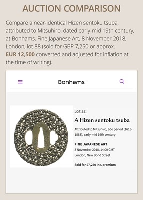 Lot 62 - MITSUHIRO: A HIZEN SCHOOL SENTOKU AND GOLD ‘100 MONKEYS’ TSUBA
