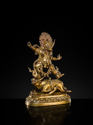 Lot 23 - A LARGE GILT-BRONZE FIGURE OF YAMA DHARMARAJA, 17TH-18TH CENTURY