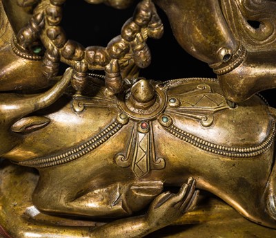 Lot 23 - A LARGE GILT-BRONZE FIGURE OF YAMA DHARMARAJA, 17TH-18TH CENTURY