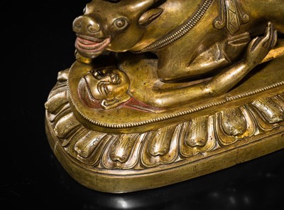 Lot 23 - A LARGE GILT-BRONZE FIGURE OF YAMA DHARMARAJA, 17TH-18TH CENTURY