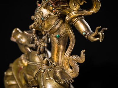 Lot 23 - A LARGE GILT-BRONZE FIGURE OF YAMA DHARMARAJA, 17TH-18TH CENTURY