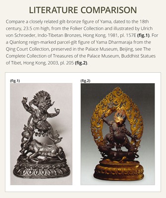 Lot 23 - A LARGE GILT-BRONZE FIGURE OF YAMA DHARMARAJA, 17TH-18TH CENTURY