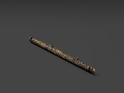 Lot 5 - A RETICULATED GILT-DAMASCENED IRON PEN CASE, TIBET, 15TH-16TH CENTURY