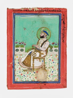 Lot 758 - AN INDIAN MINIATURE PAINTING OF A RULER