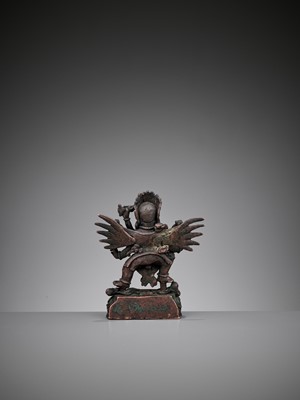Lot 126 - A SILVER-INLAID BRONZE FIGURE OF HERUKA AND CONSORT, QING