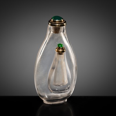 Lot 201 - A RARE AND UNUSUAL ROCK CRYSTAL ‘DOUBLE’ SNUFF BOTTLE, 1750-1870