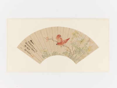 Lot 644 - ‘PARROTS AND CHRYSANTHEMUMS’ BY HAO ZHIYE, LATE QING DYNASTY